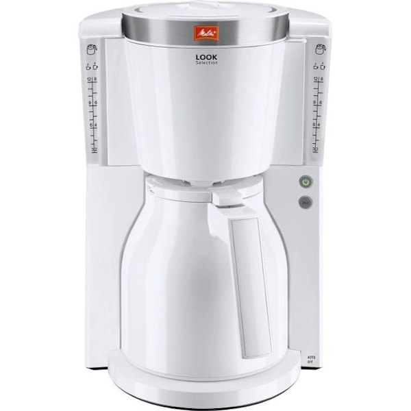 MELITTA Look IV Therm Selection 1011-11 Filter Kaffebryggare Vit/borstat stål - 12 koppar - AromaSelector - 1000W