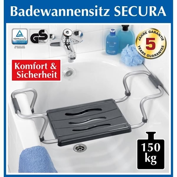 WENKO Badsits, badsits vuxna, äldre, justerbar längd, lastkapacitet 120 kg, aluminium-plast Pengar