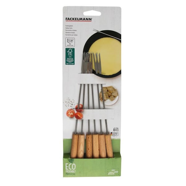 Set med 6 fonduegaflar av FSC-märkt trä från Fackelmann Nature brunt trä