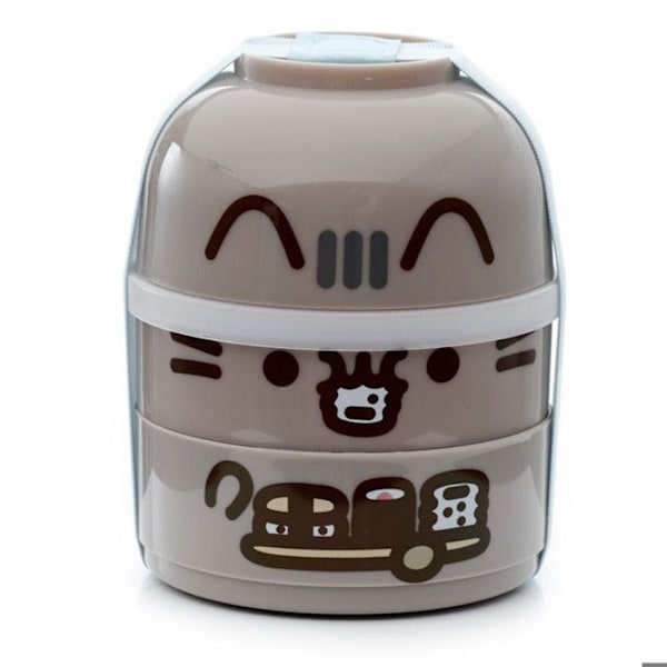 Bento Matlåda - Pusheen - Rund - 13cm - Utan BPA - Ej mikrovågsugnssäker brun svart