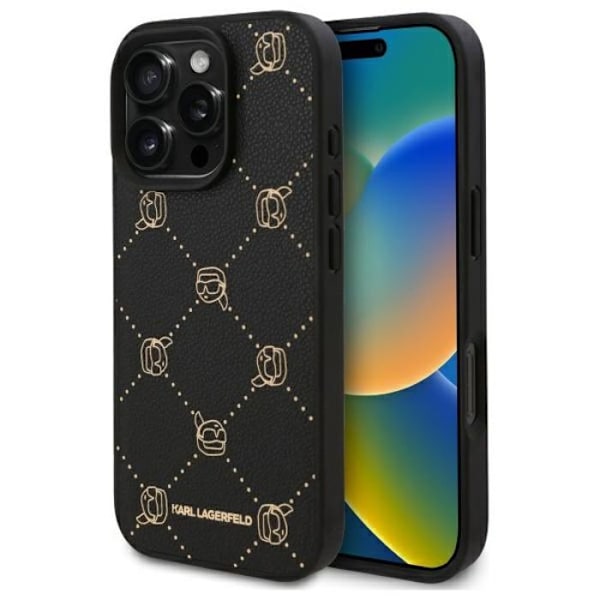 iPhone 16 Pro Max Fodral - Karl Lagerfeld Läder MagSafe (KLHMP16XPGKHPHK) - Karl Huvud