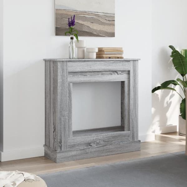Sonomagrå eldstadram 90x30x90 cm ingenjörsträ sonoma grå