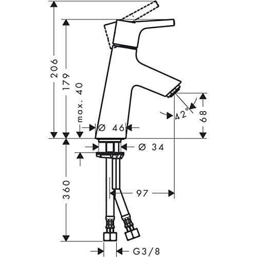 HANSGROHE Talis S 80 tvättställskran - PushOpen avfall - Krom Grå