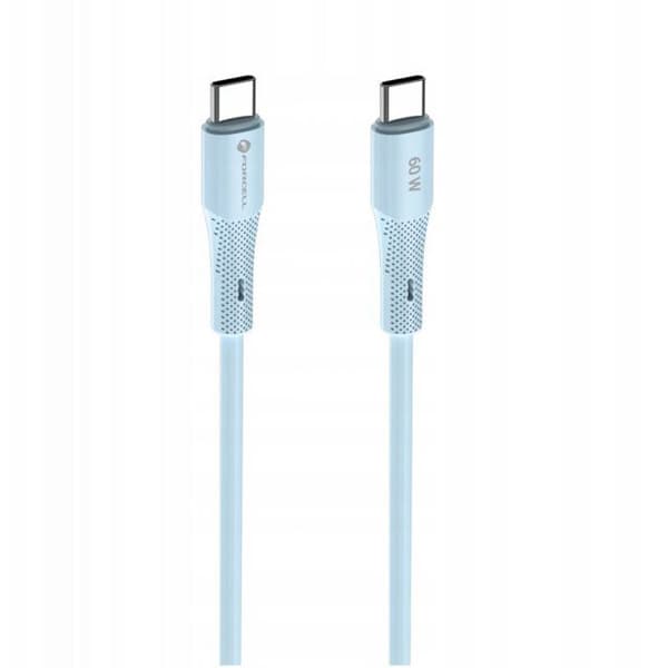 USB-C-kabel - FORCELL - USB-C 1 m Blå - Rak kontakt - USB 2.0 - Ej flätad
