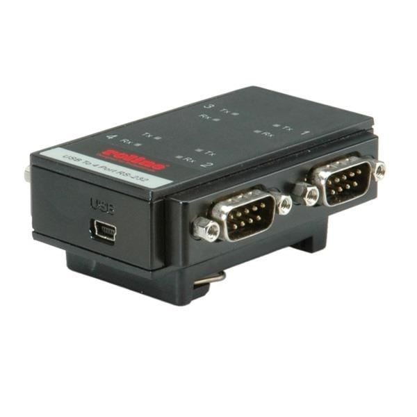 Adaptör Seri - ROLINE - 12.02.1003 - USB 2.0 - 4x DB9 Hane - ESD-skydd 15 KV