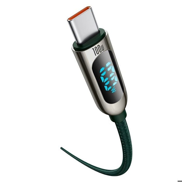 Baseus - Datakabelskärm (CATSK-C06) - Typ-C till Typ-C, 100W, 2m - Grön