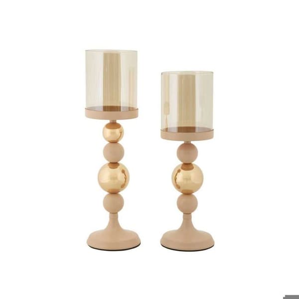 Metallljusstake Glaserad (2-pack) rosa och guld rosa/guld