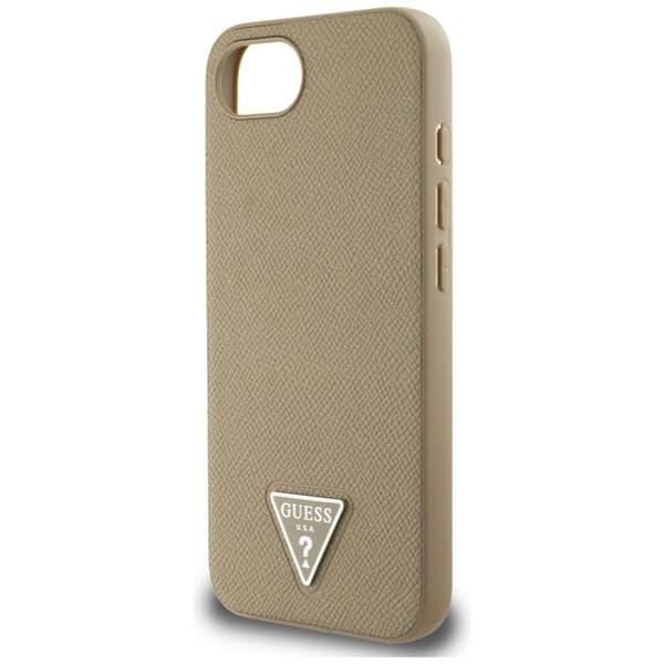 Coque Guess Grained PU Triangle Logo MagSafe för iPhone 16e - Brun Brun