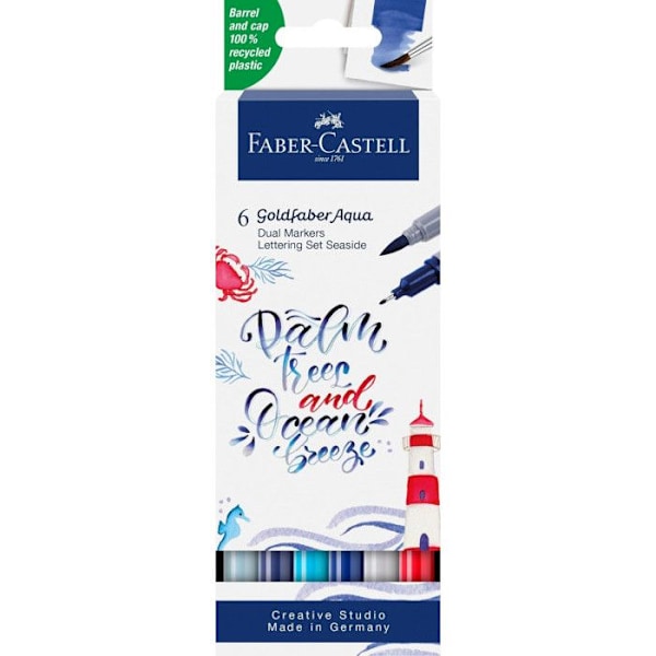 6 filtpennor - Ritning - Faber-Castell - Goldfaber Aqua - Dubbel spets - Hav 121, 151, 164, 245, 247, 277