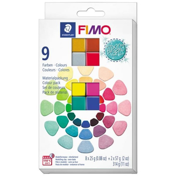 Fimo Paste Box - Mixing Pearls - 8 x 25 g/ 2 x 57 g - 10 st 9 olika färger med klassiska eller 