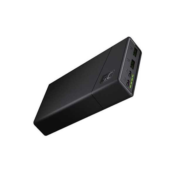 Power Bank Green Cell GC PowerPlay20 20000mAh med snabbladdning 2x USB Ultra Charge och 2x USB-C Power Delivery 18W Svart