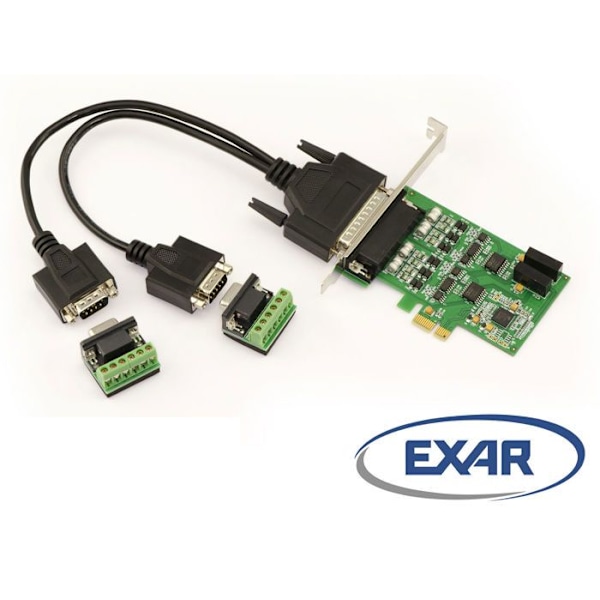 PCI Express PCIe 2-portars RS422 RS485-kort med EXAR XR17V352 Chipset. Windows XP/Vista/Seven/8/10/11, Windows Server 2003/2008/2