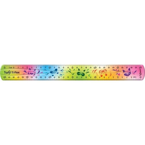 Platt linjal - Maped - Twist n Flex MINI CUTE - 300 mm - Oförstörbar - Flexibel - Dubbelriktad skala