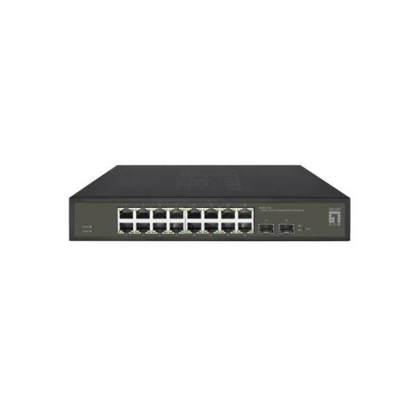 L2 Gigabit Ethernet-hanterad nätverksswitch - LEVELONE - GES-2118 - 16 RJ-45-portar - QoS Svart