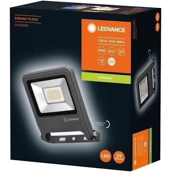 LED-projektor utomhus - LEDVANCE - ENDURA FLOOD 20w - Mörkgrå - 1700 lumen - 4000K Mörkgrå