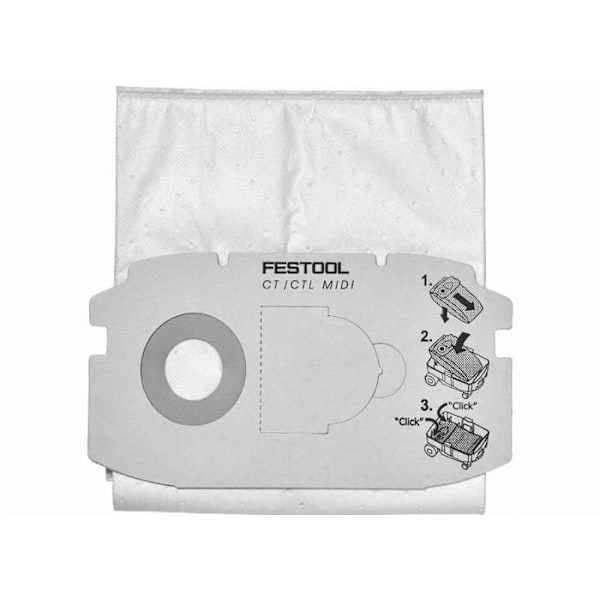 Filterpåse - FESTOOL - SC FIS-CT MIDI/5 - 5 påsar - Automatisk rengöring - FSC-certifierad