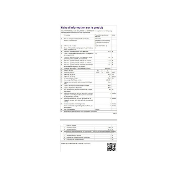 Viewsonic VA270-H-2 Full HD 100 Hz 27 tum skärm med responstid 1 ms - VGA HDMI