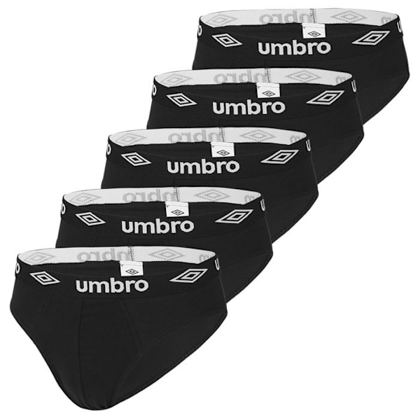 Umbro Herrkalsonger 100 % bomull, herrunderkläder, allergivänliga, mjuka och naturliga (pack om 5) - svart Svart jag