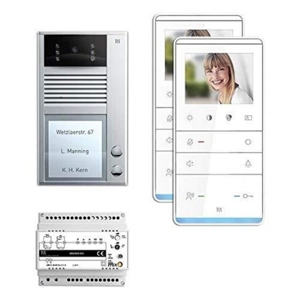 Tcs Pvc1321-0010 Video Intercom Kit med 2 AP-knappar, handsfree