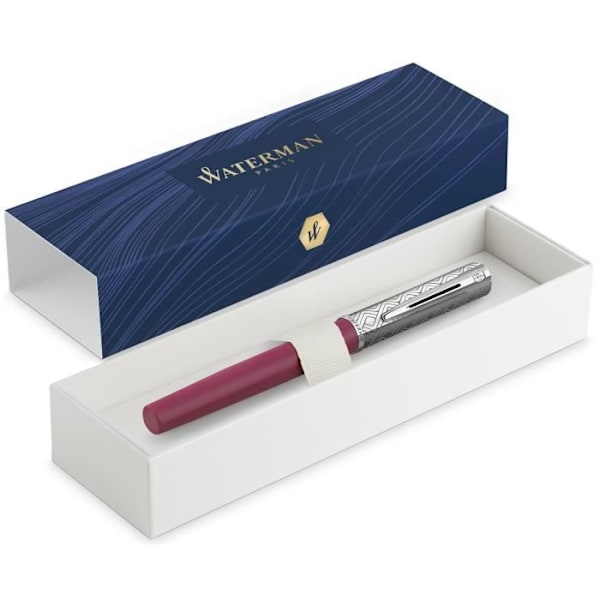 Waterman Allure Deluxe Rose-fjäderpenna, fin spets, blå bläckpatron, presentförpackning Rosa
