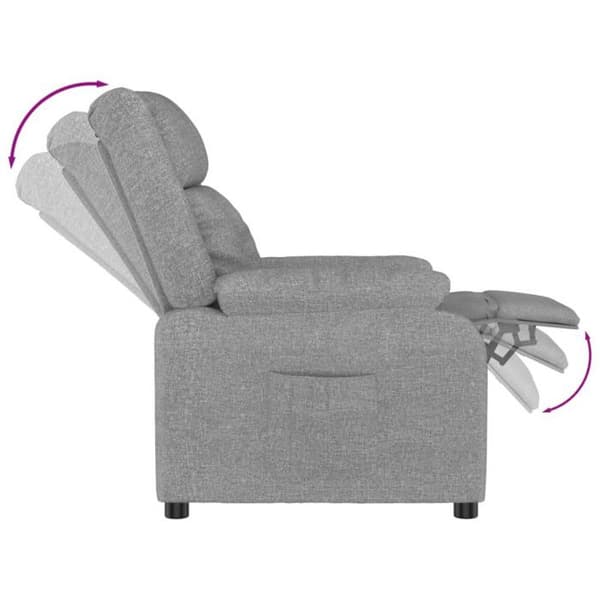 348108 vidaXL Recliner Grått Tyg