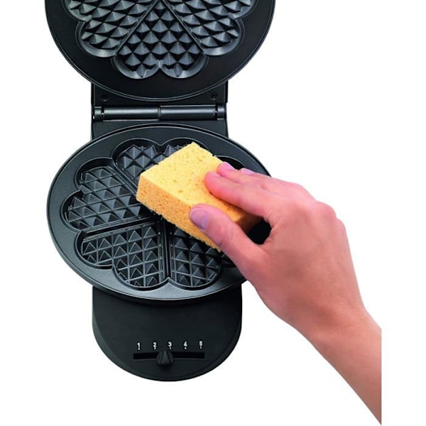 Våffeljärn - TEFAL - WM 310D - 1000 W - Borstat rostfritt stål - Non-stick beläggning - Svart Borstat rostfritt stål