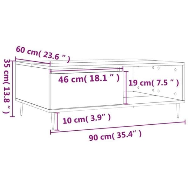 vidaXL Sonoma Soffbord Grå 90x60x35 cm Konstruerat trä 827058