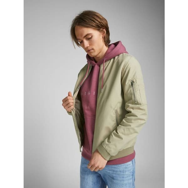 Mörkbeige bomberjacka för män Jack & Jones Rush – standardpassform, 100% polyester beige jag