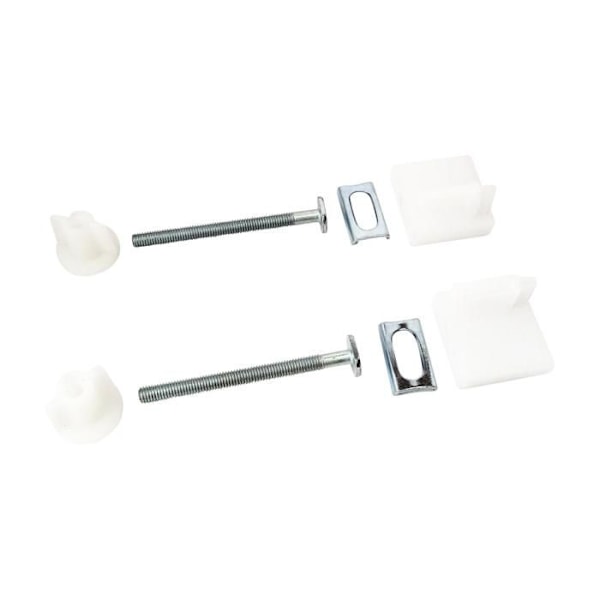 Toalettsitsfäste 2 metallplattor, 2 muttrar, 2 rutschkanor, längd 75 mm Vit