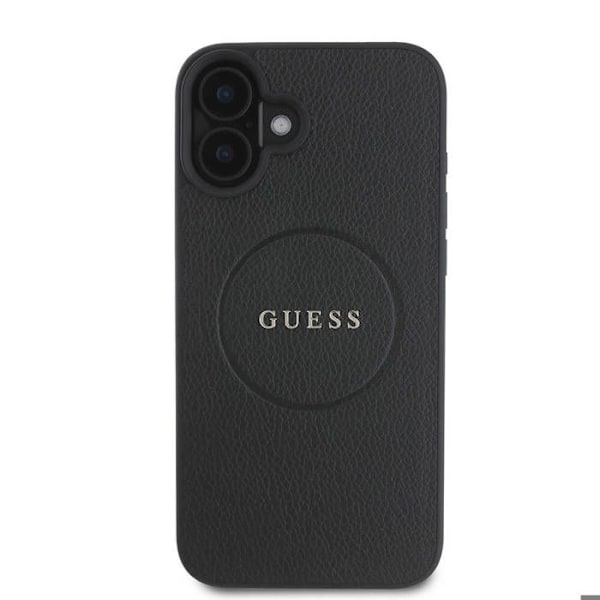 Skal till iPhone 16 Plus - Guess Grained Gold Ring MagSafe (GUHMP16MPGHSMMK) - Svart
