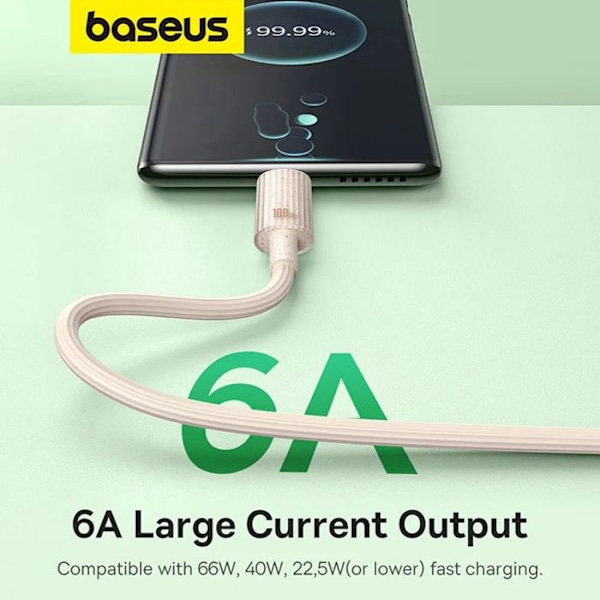 USB-kabel till Type-C, snabb laddning, 100 W, 480 Mbps, 2 m - Baseus Habitat-serien (P10360203421-01) - Vetefärgad rosen