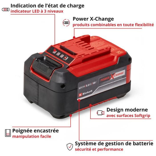 Einhell Batteri 5,2 Ah Power X-Change PLUS (Litium-Ion, 18 V, för alla enheter Einhell Power X-Change)