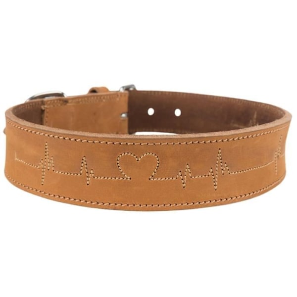 TRIXIE Heartbeat Rustikt vaxat och distressed läderhalsband - L-XL: 55-65 cm/40 mm - Brun - För hundar Brun