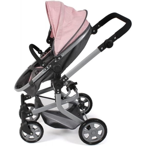 2 i 1 barnvagn för dockor - BAYER CHIC 2000 - Chic och praktisk - Svart och rosa