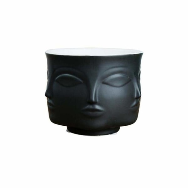 Egbert Modern Keramik Blomkruka Vas Dora Ammar Musa Jonathan Adler Dekoration Huvud Figur Design - Svart