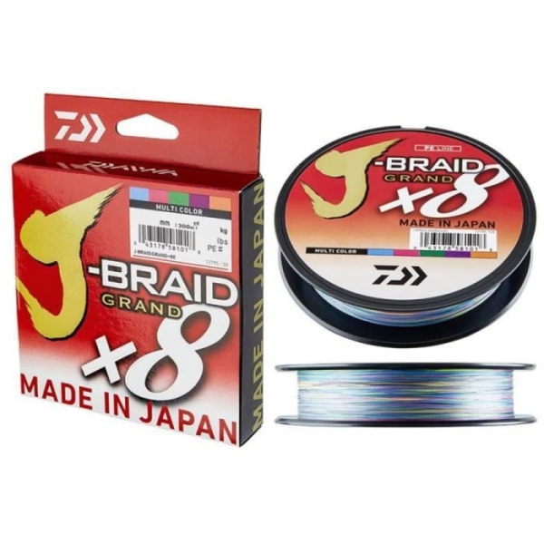 Daiwa J-Braid Large X8 Multicolor 300m - 0,06mm - X8 Braid Fishing Line Multistrand PE Dyneema Spool Spinning Carp Sea