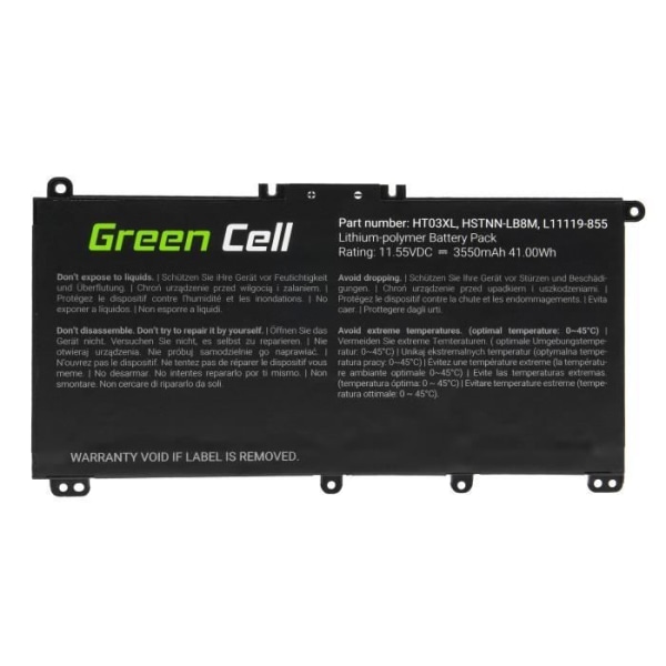 Batteri - Green Cell - HT03XL - 4400 mAh - Litiumjon - Kompatibel HP 250 G7 255 G7