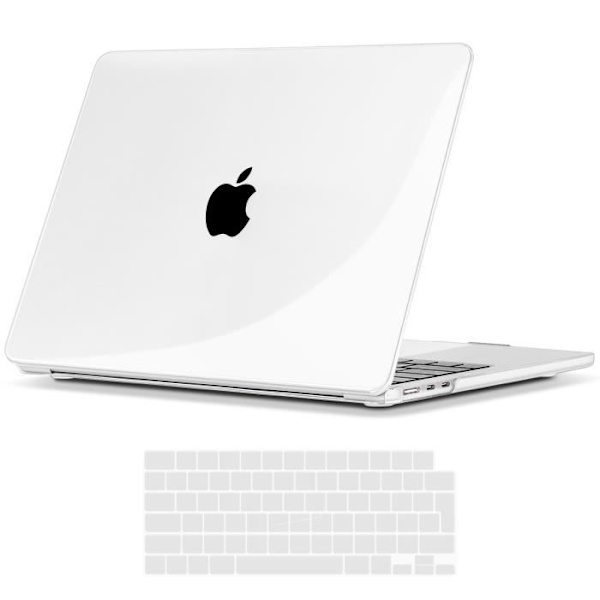 TECOOL-fodral för nya MacBook Air M2 2022 13,6 tum (A2681), tunt plastfodral och EU-tangentbordsskydd, transparent Transparent