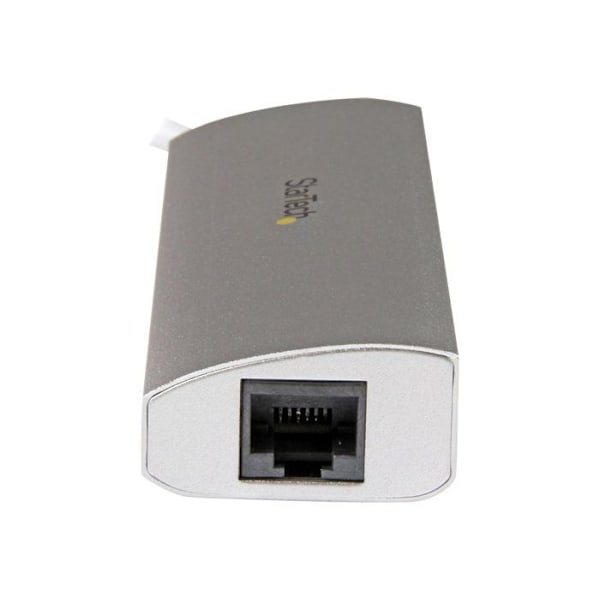 STARTECH Bärbar USB 3.0 Hub - 3 portar med integrerad kabel - USB 3.0 Hub plus Gigabit Ethernet - Aluminium