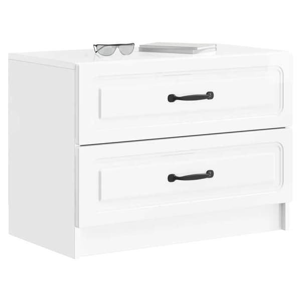 vidaXL Sängbord Vit glans 62 x 34,5 x 44,5 cm 895699