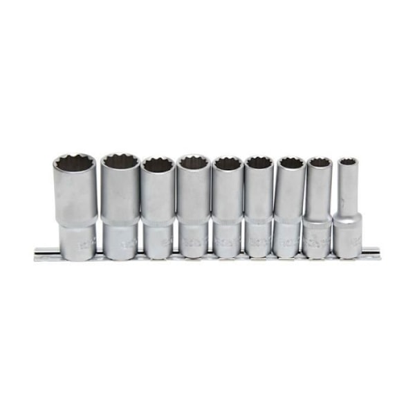 Hylssats - BGS TECHNIC - 9 delar - 12,5 mm (1/2") - Tolv punkter - Krom-vanadinstål