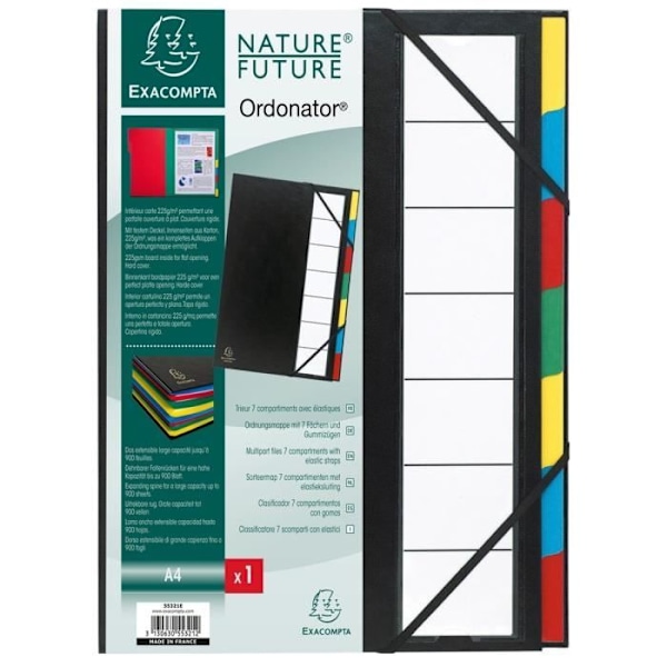 EXACOMPTA Rigid File Organizer "Ordonator" Expanderbar baksida 7 fack Svart Svart