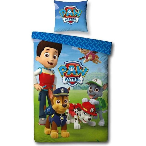 Sängkläder - Paw Patrol - Påslakan 140x200 - Örngott 63x63 - 100% polyester - Barn Blå