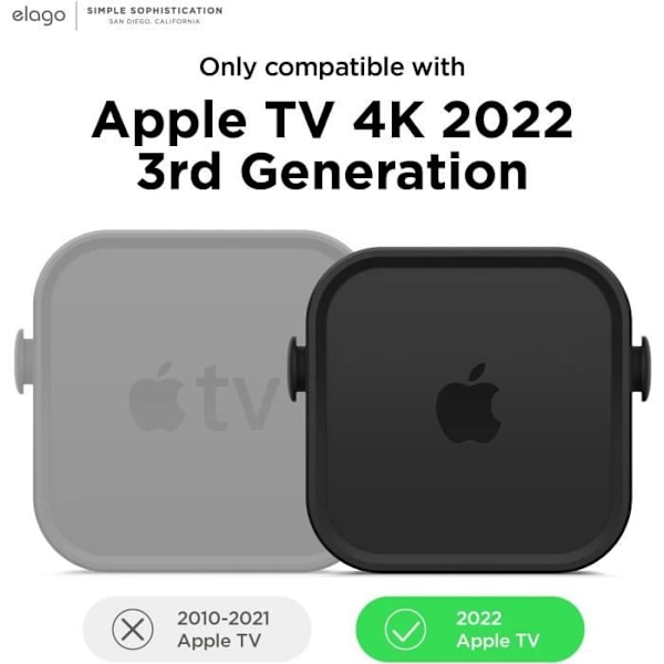 Stöd Multi - elago - Apple TV 4K 3:e generationen 2022 - Magnetmontering, Skruv, Rem - Silikon