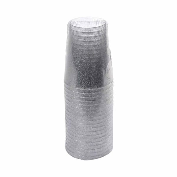 Plastglas - Glitter - 20-pack - 20 cl - Silver Pengar