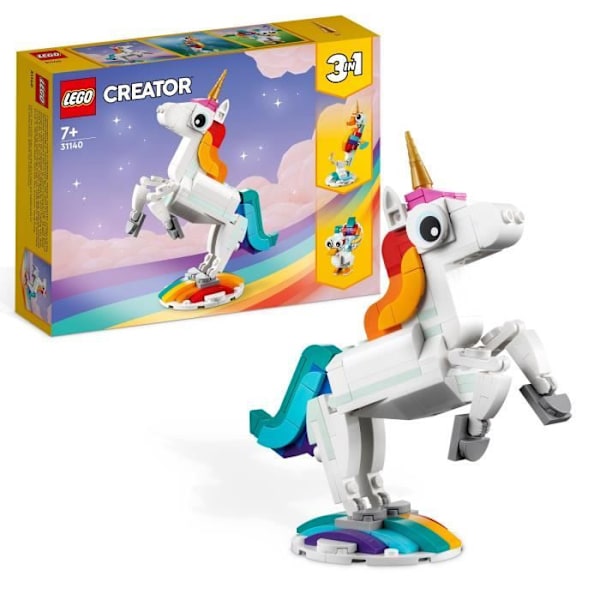 LEGO® Creator 3-i-1 31140 Den magiska enhörningen, sjöhäst och påfågelleksak, minifigurer av djur Flerfärgad