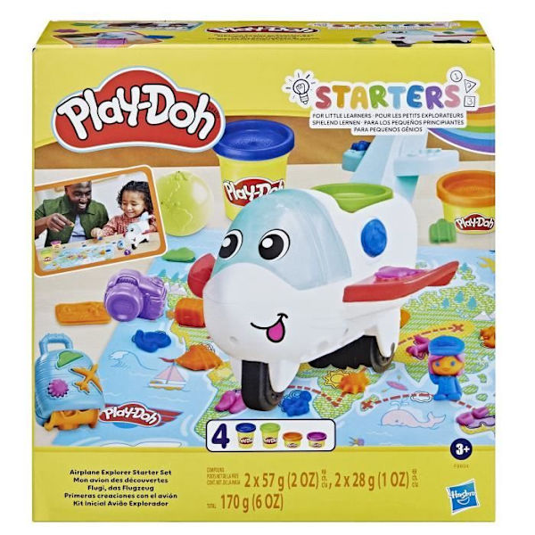 Play-Doh, Mitt upptäcktsplan, med 4 krukor modelllera, förskoleleksaker, Från 3 år, Play-Doh Starters Flerfärgad