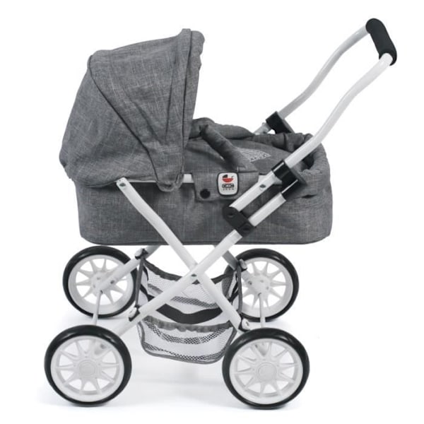 Dockvagn - BAYER DESIGN - Mini SMARTY - Grå denimfärg - Avtagbar liggdel