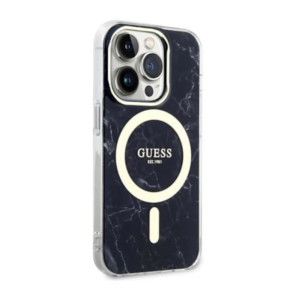 Guess Marble MagSafe - Fodral för iPhone 14 Pro Max (svart) - 3666339118310