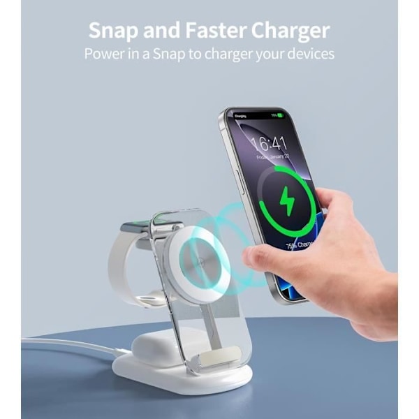 Magnetisk trådlös 3-i-1 laddare för iPhone, iWatch och AirPods